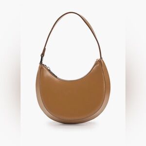 Mango Smooth Tan Crescent Shoulder Bag